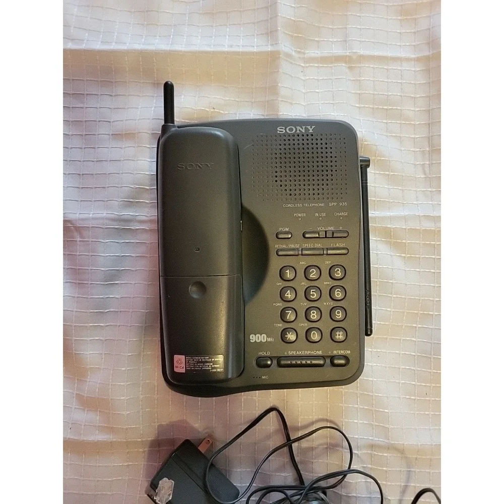 Sony‎ SPP-935 Cordless Telephone 900MHz Speakerphone Intercom Gray Vintage Phone